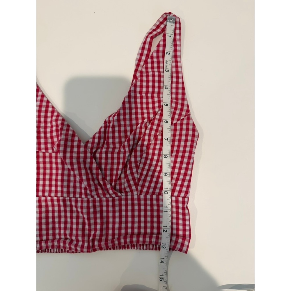 Brandy Melville Red Gingham Amara Crop Top Sweetheart Neckline, One Size - Picture 4 of 5